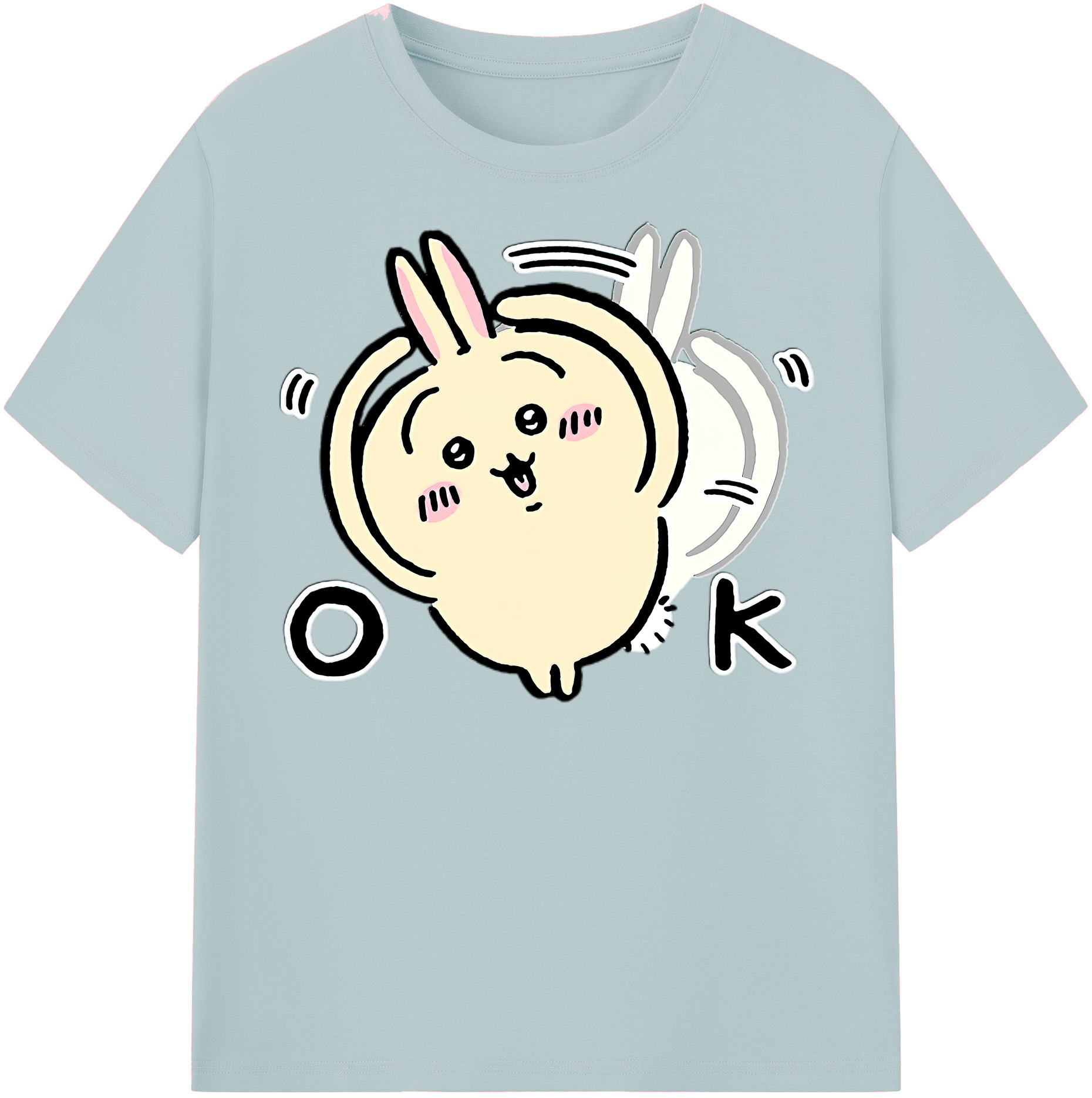 （画像用） ちいかわ うさぎ Chii-kawa usagi 綿100％半袖Tシャツ（フロントプリント）